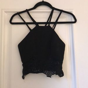 LF Lace Hem Crop Top